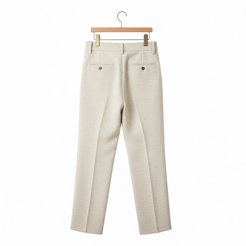 Men's Wide Leg Trousers in oatmeal, view 5