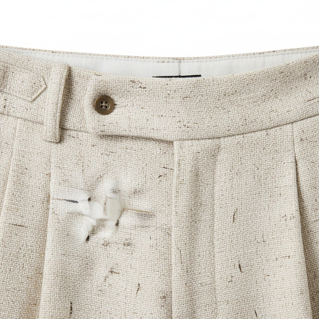 Men's Wide Leg Trousers in oatmeal, view 6