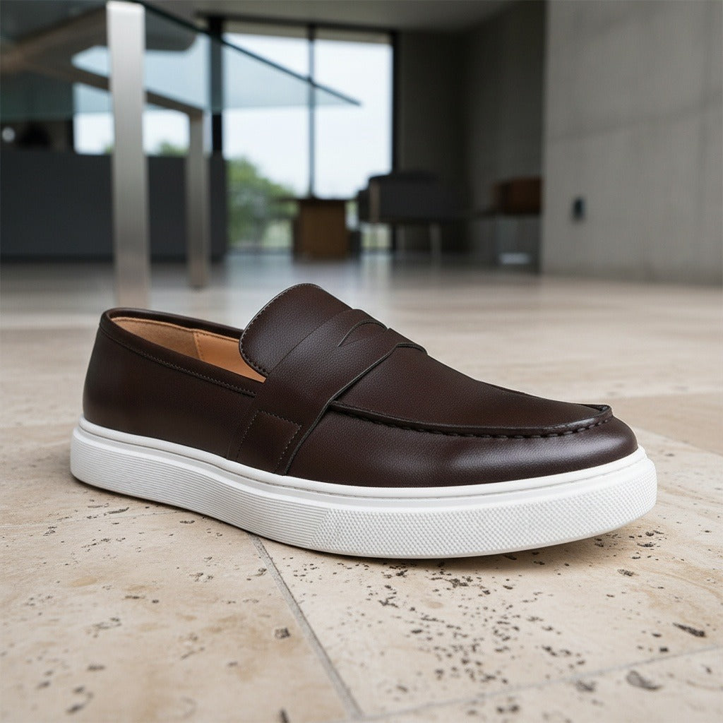 Men's Penny Loafers – Leather Slip On Shoes with Cupsole