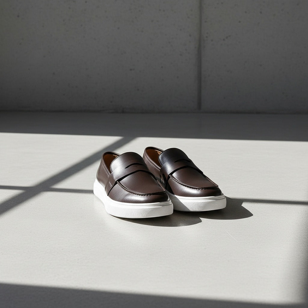 Men's Penny Loafers – Leather Slip On Shoes with Cupsole