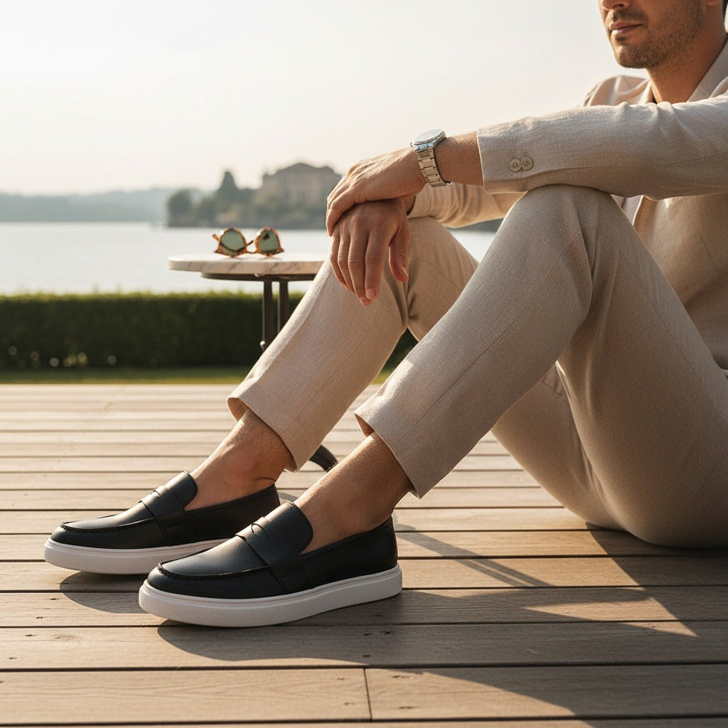 Men's Penny Loafers – Leather Slip On Shoes with Cupsole