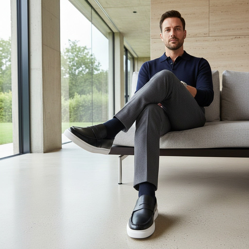 Men's Penny Loafers – Leather Slip On Shoes with Cupsole