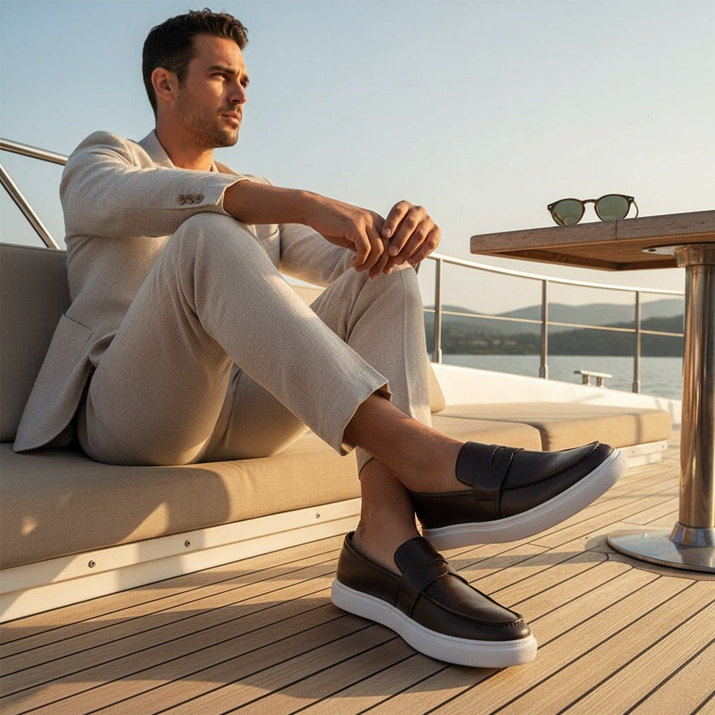 Men's Penny Loafers – Leather Slip On Shoes with Cupsole