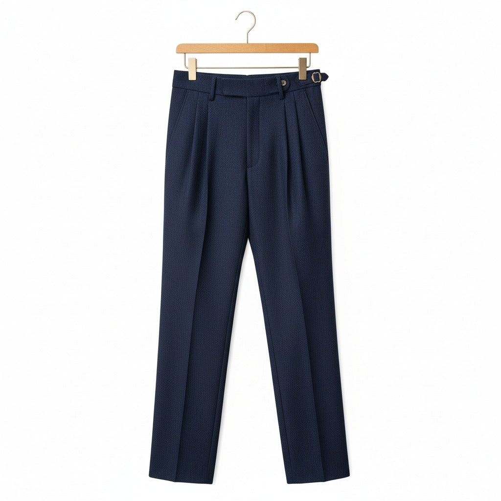 Men's Pleated Trousers in navy – High Waist Tailored Trousers