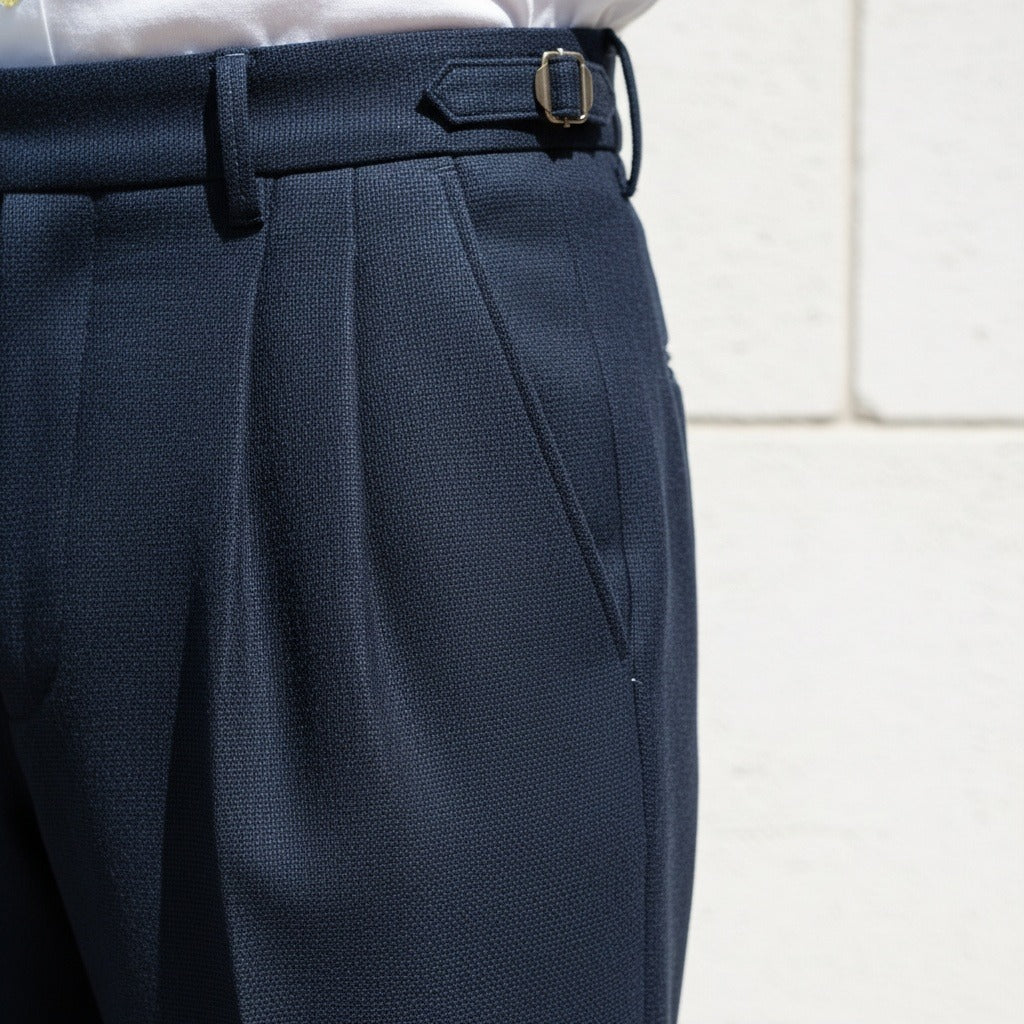 Men's Pleated Trousers in navy, view 4