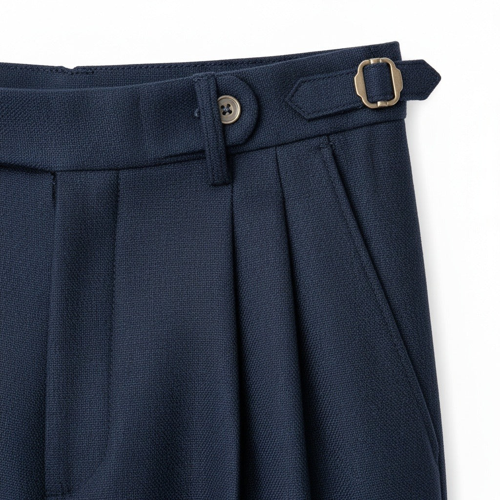 Men's Pleated Trousers in navy, view 6
