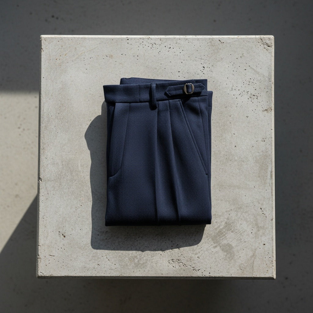 Men's Pleated Trousers in navy, view 7