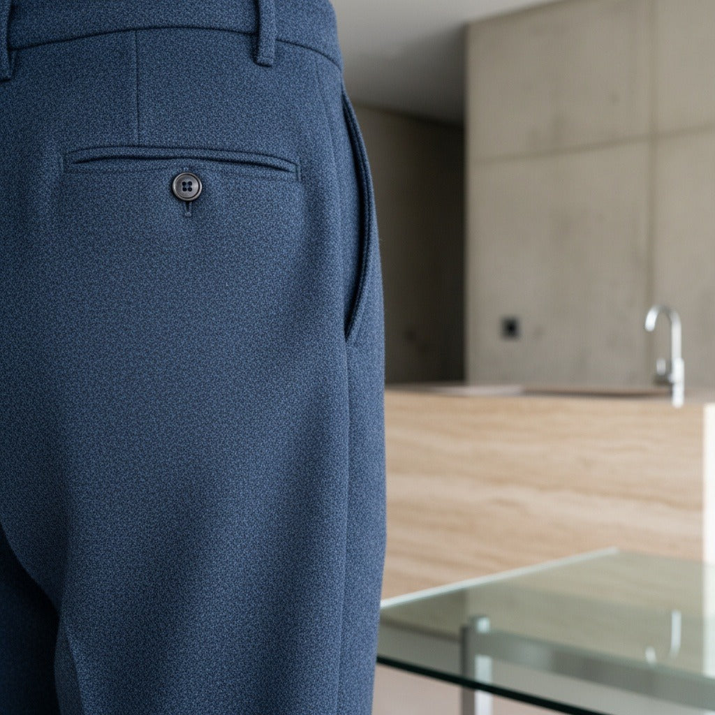 Men's Pleated Tweed Trousers – Tapered Leg with Turn-Ups