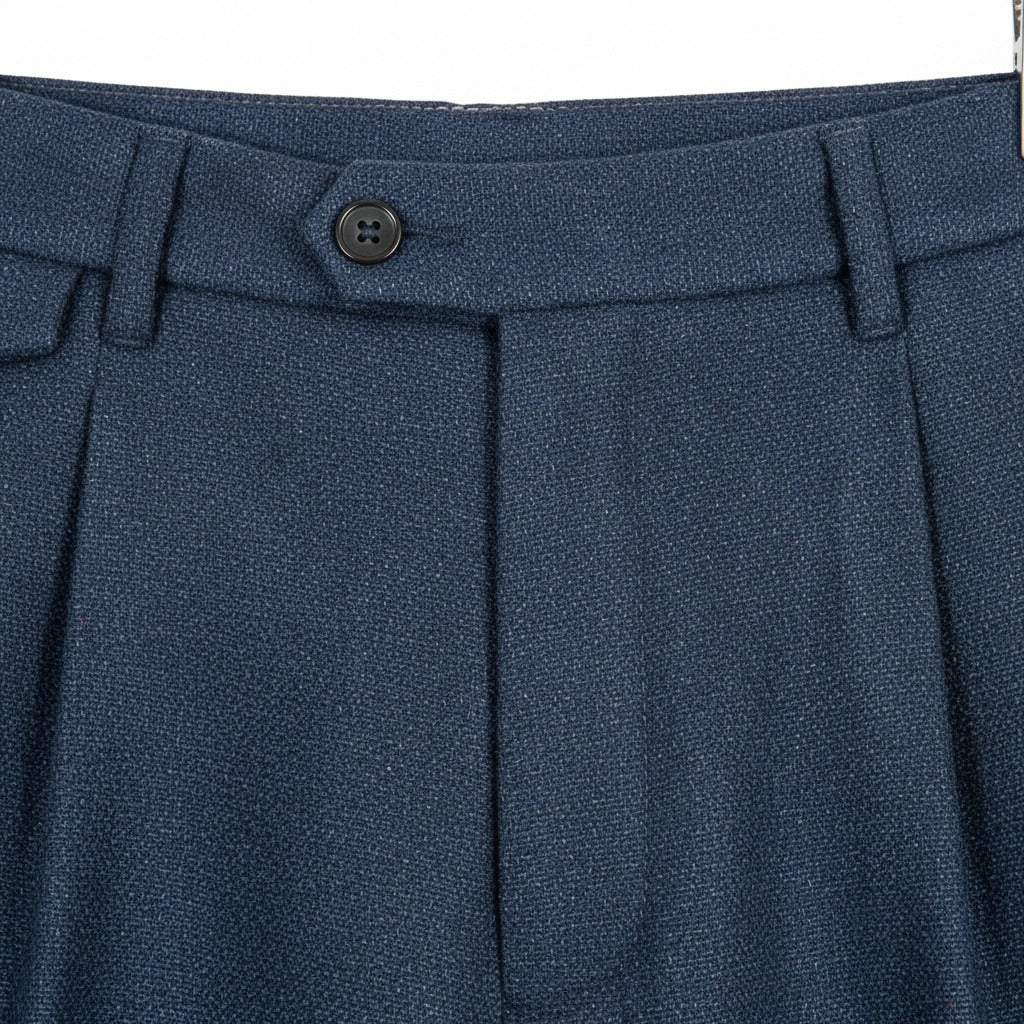 Men's Pleated Tweed Trousers – Tapered Leg with Turn-Ups