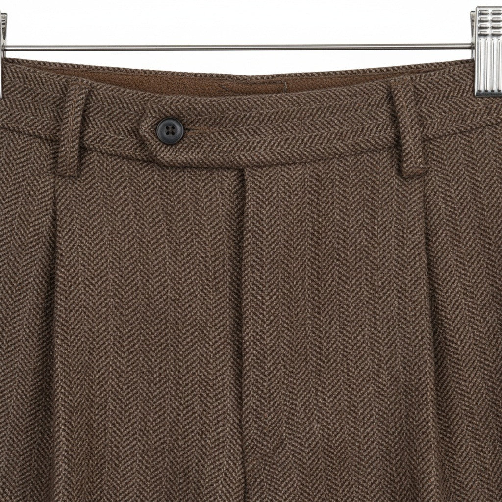 Men's Pleated Tweed Trousers – Tapered Leg with Turn-Ups