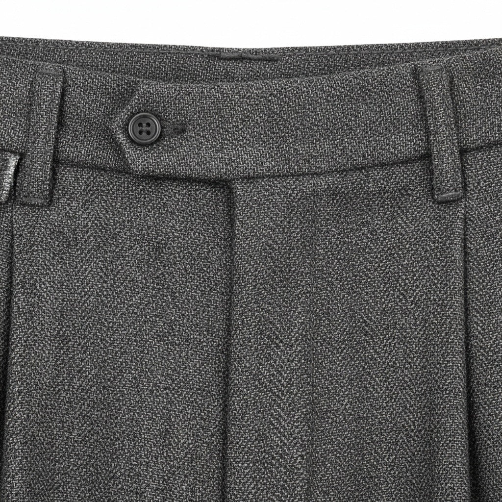 Men's Pleated Tweed Trousers – Tapered Leg with Turn-Ups