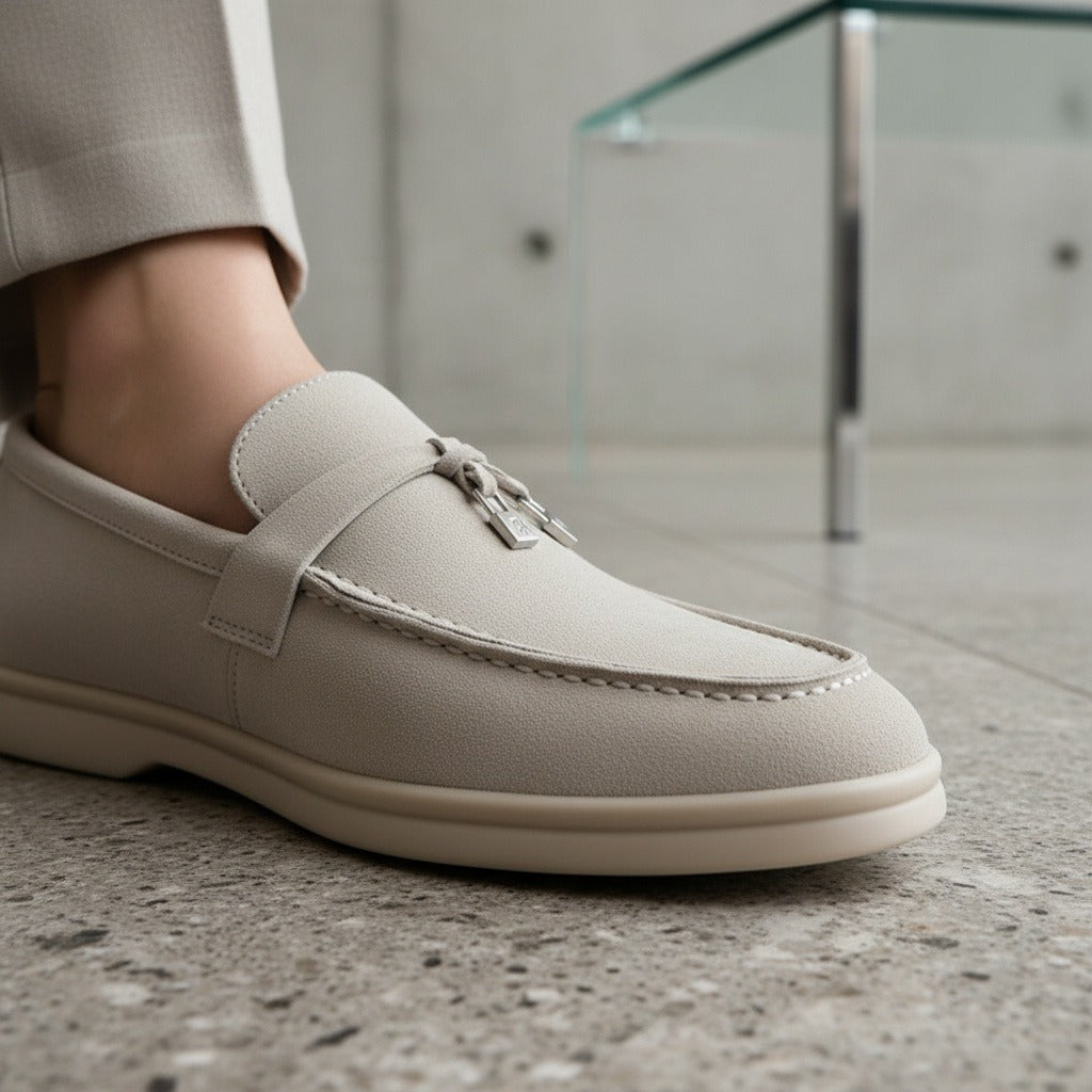 Men's Bit Loafers – Cream Suede Slip On Shoes