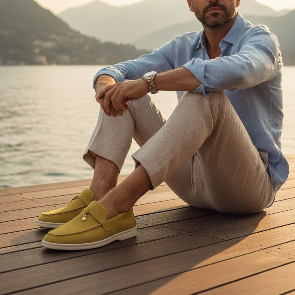 Men's Bit Loafers – Cream Suede Slip On Shoes