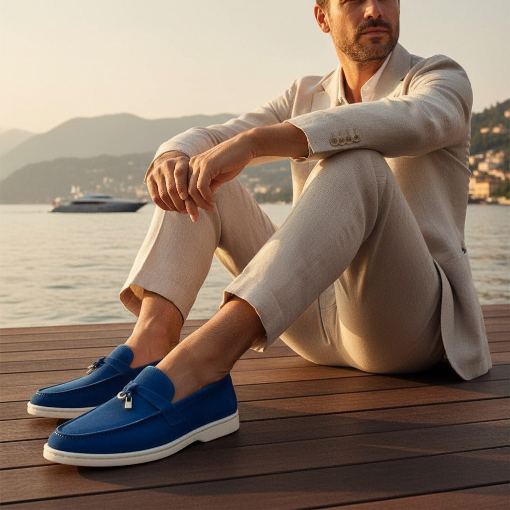 Men's Bit Loafers – Cream Suede Slip On Shoes