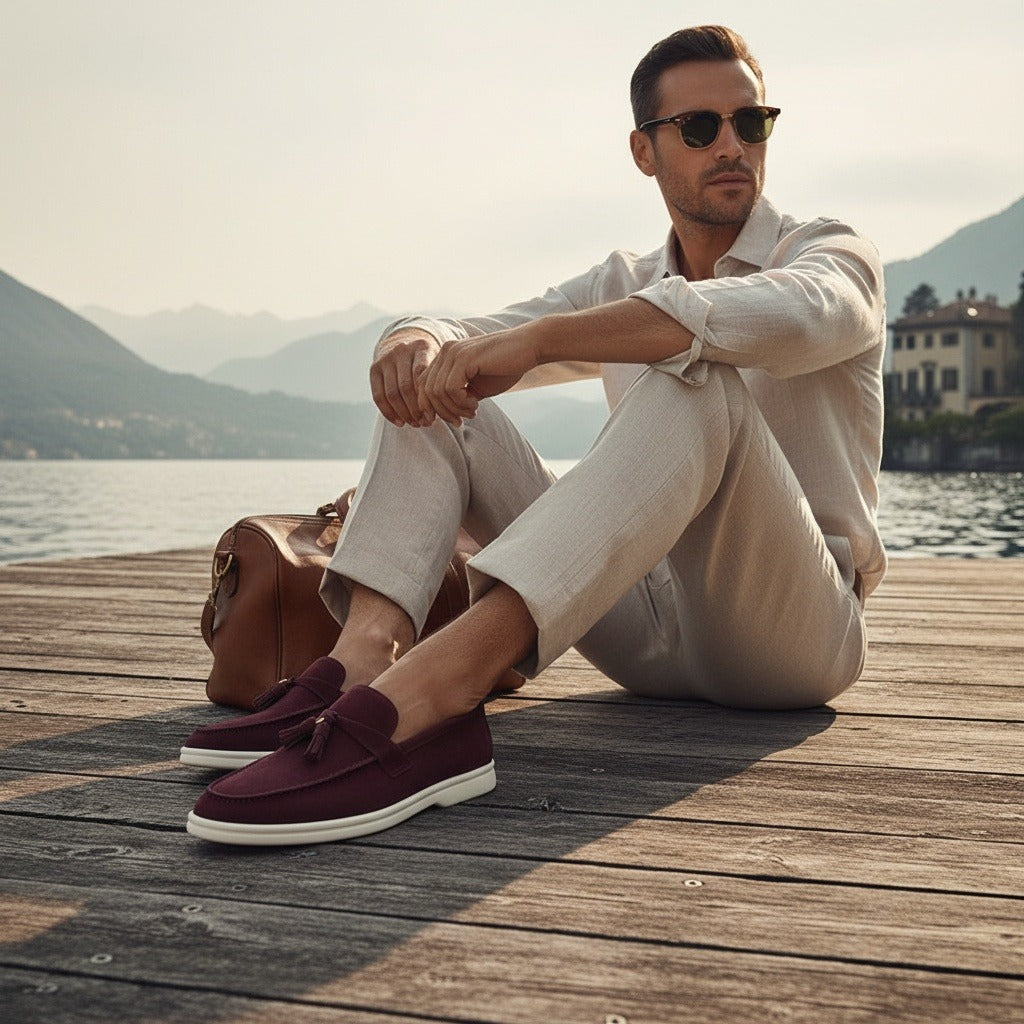 Men's Bit Loafers – Cream Suede Slip On Shoes