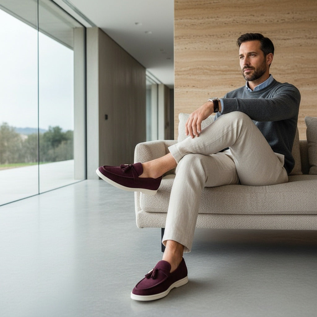 Men's Bit Loafers – Cream Suede Slip On Shoes