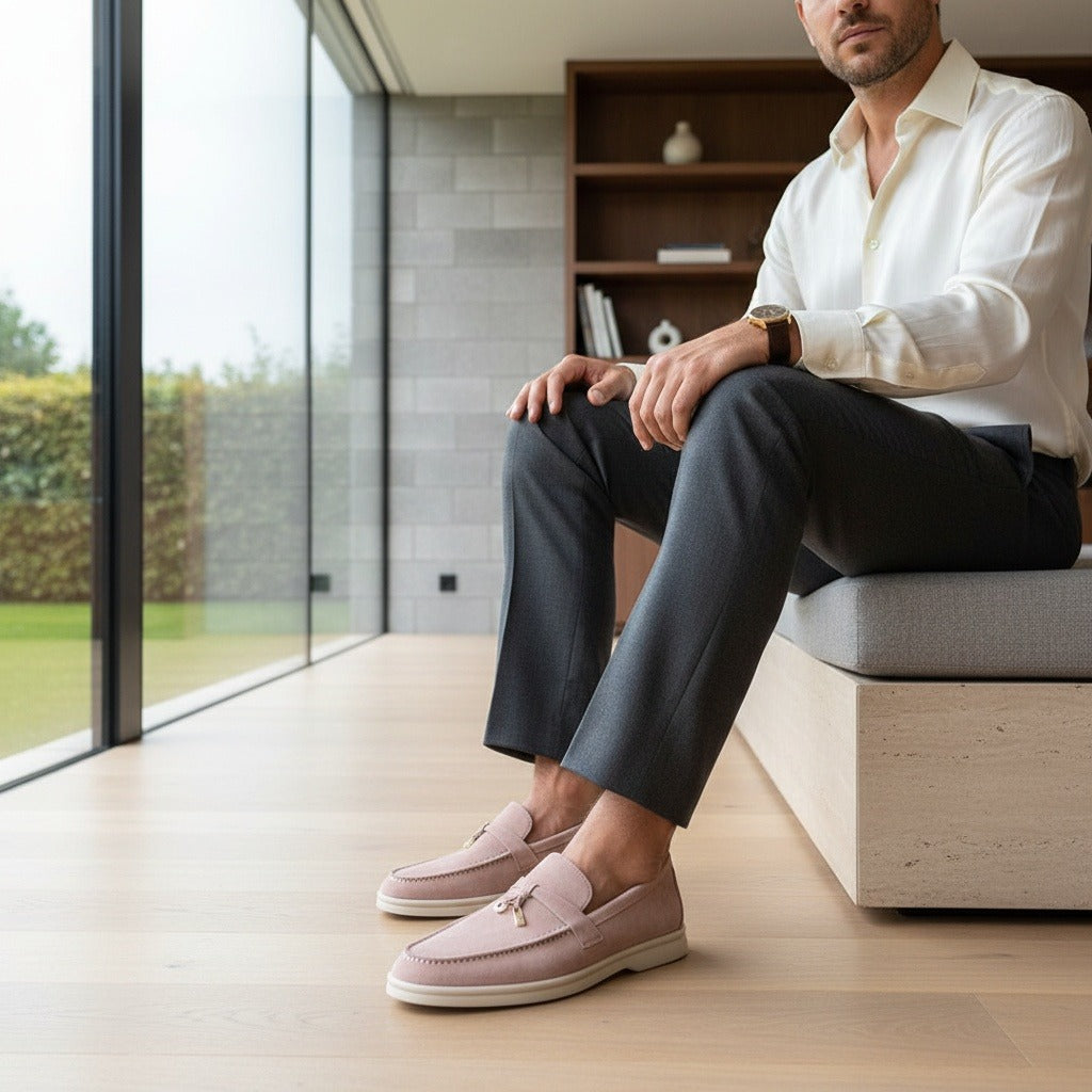Men's Bit Loafers – Cream Suede Slip On Shoes