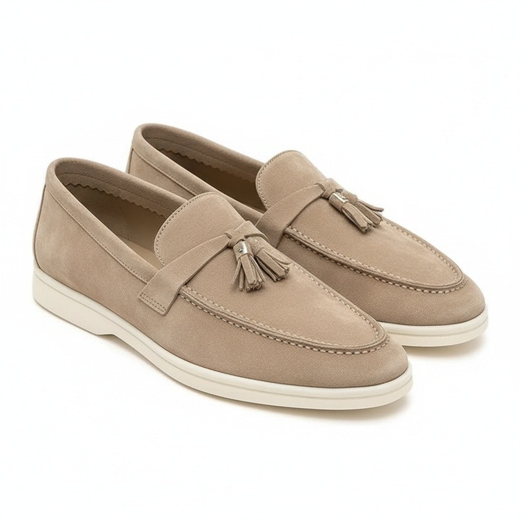Men's Bit Loafers – Cream Suede Slip On Shoes