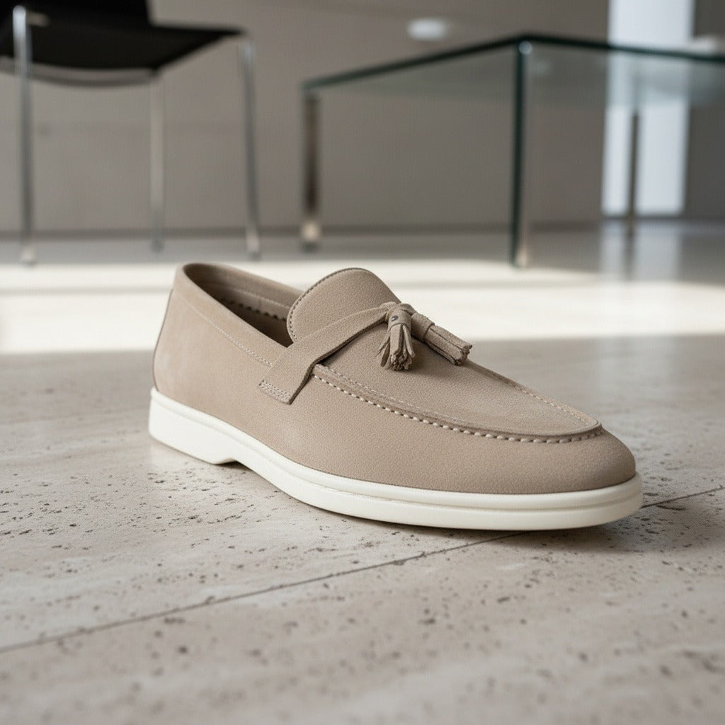 Men's Bit Loafers – Cream Suede Slip On Shoes