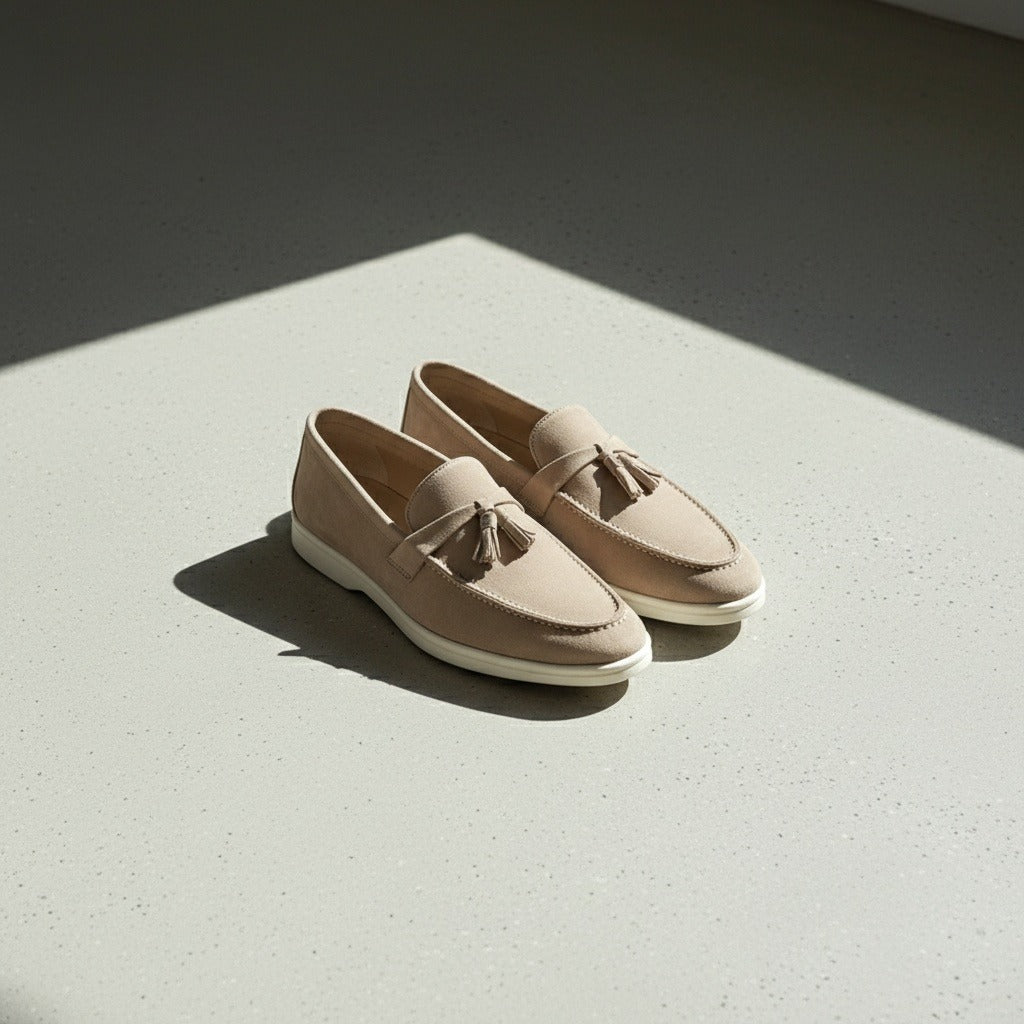 Men's Bit Loafers – Cream Suede Slip On Shoes