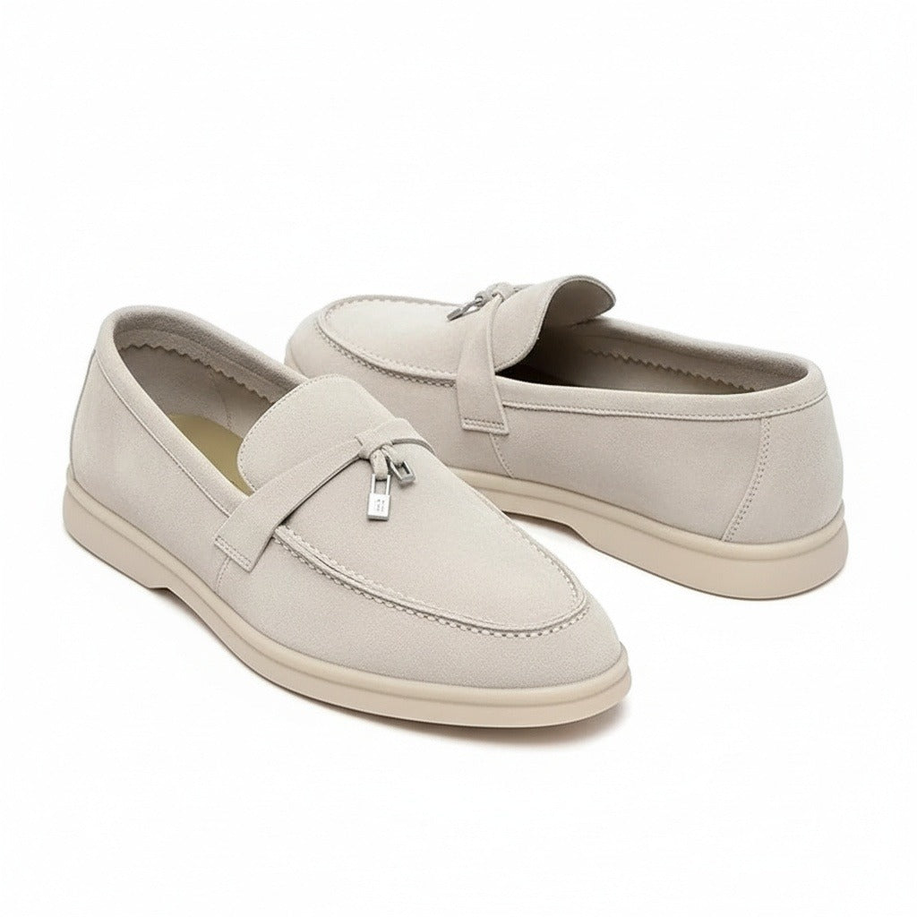 Men's Bit Loafers – Cream Suede Slip On Shoes