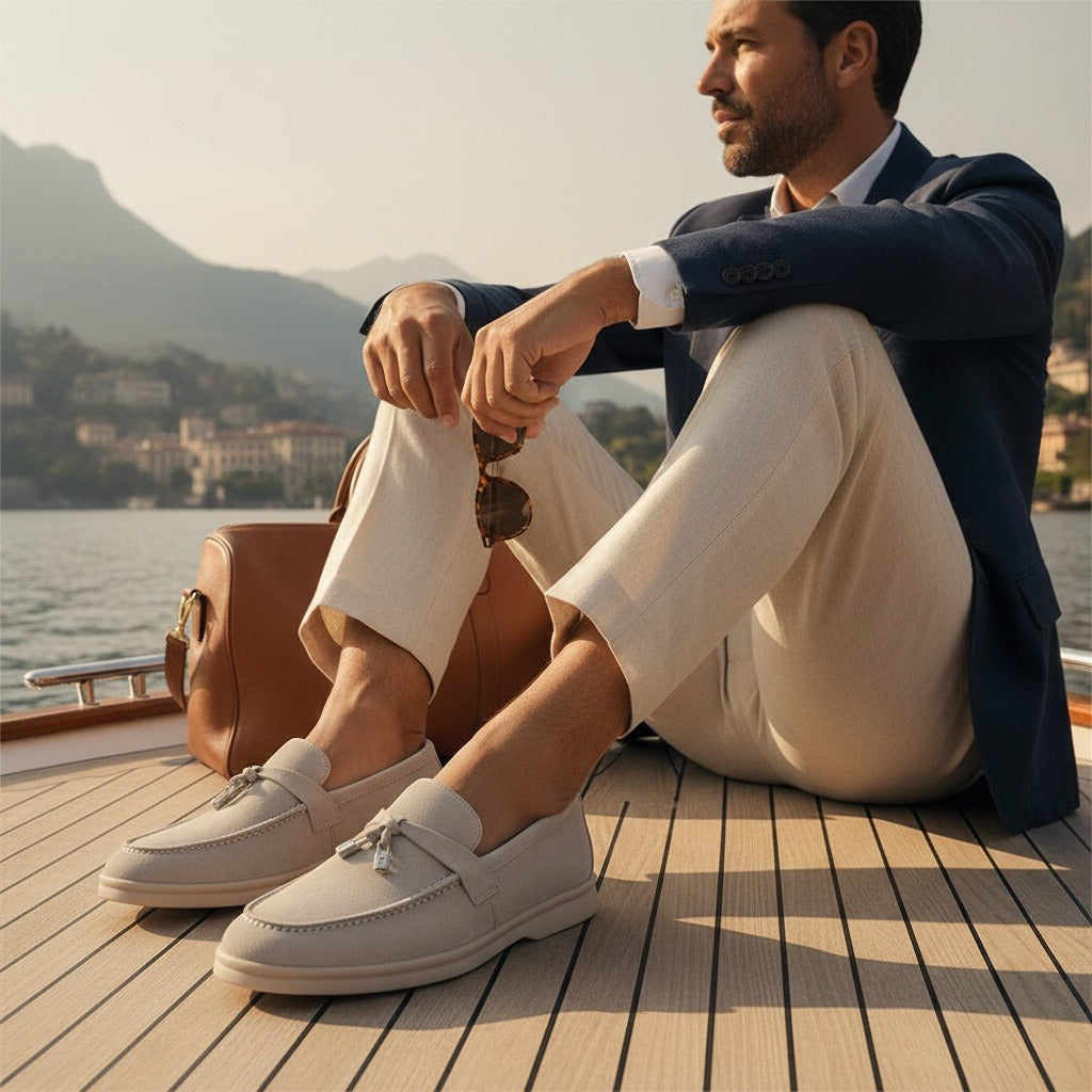 Men's Bit Loafers – Cream Suede Slip On Shoes