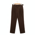 Men's Velvet Trousers – Pleated Straight Leg with Turn-Ups