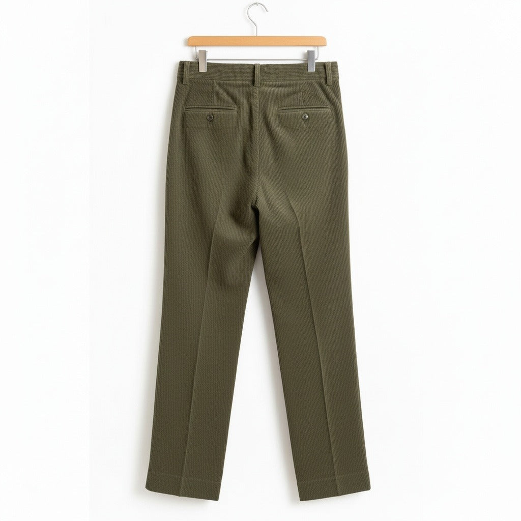 Men's Velvet Trousers – Pleated Straight Leg with Turn-Ups