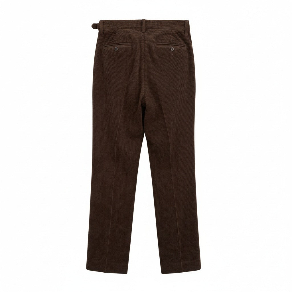 Men's Velvet Trousers – Pleated Straight Leg with Turn-Ups