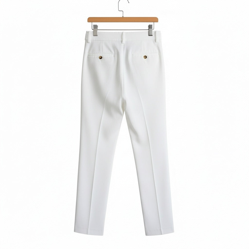 Men's Pleated Trousers in white, view 5