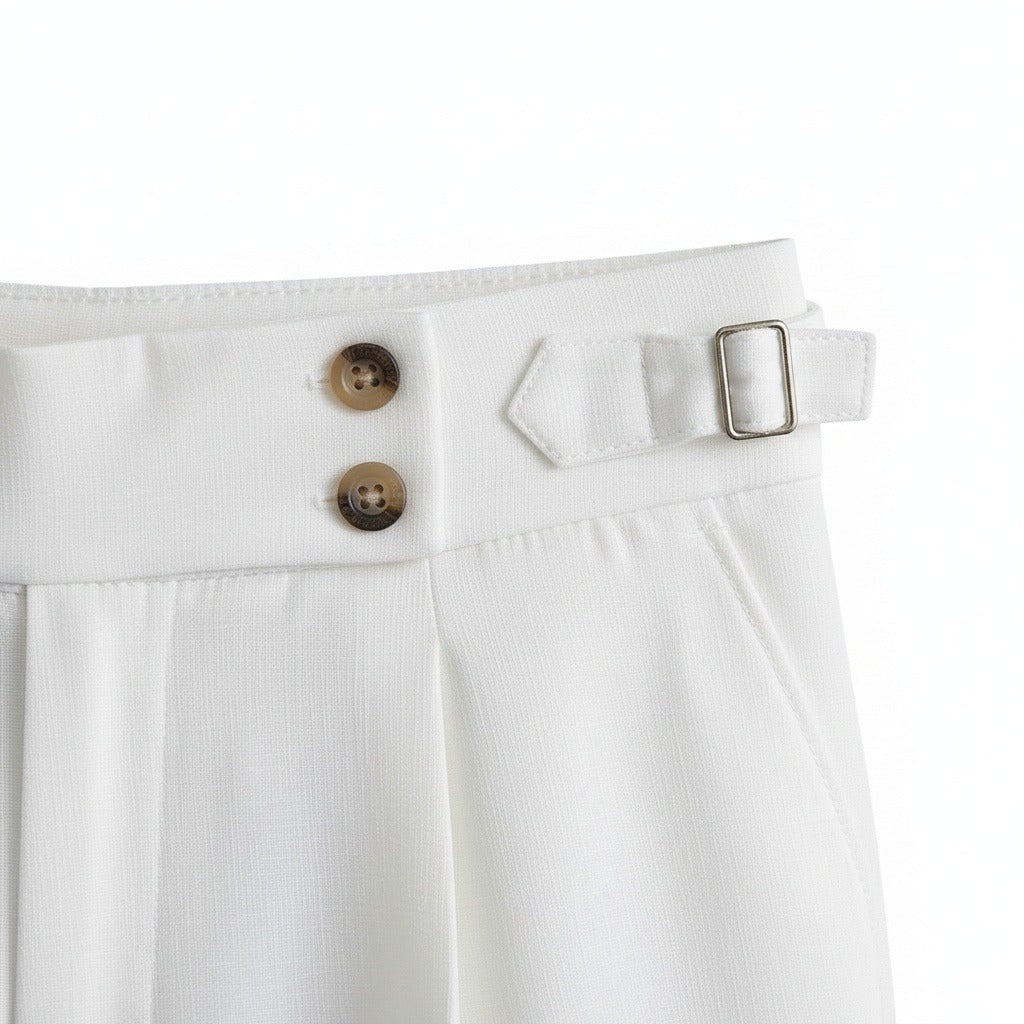 Men's Pleated Trousers in white, view 6