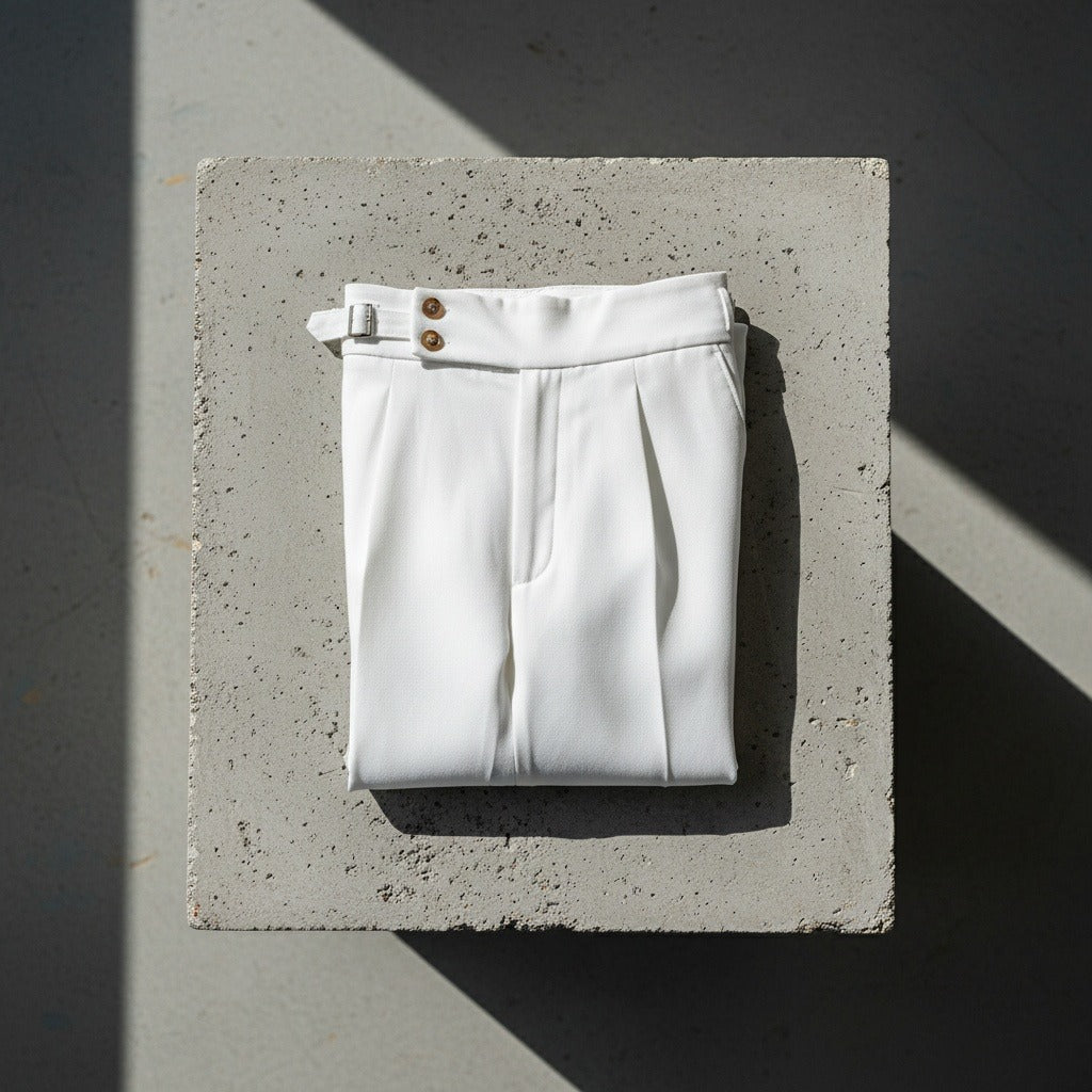 Men's Pleated Trousers in white, view 7