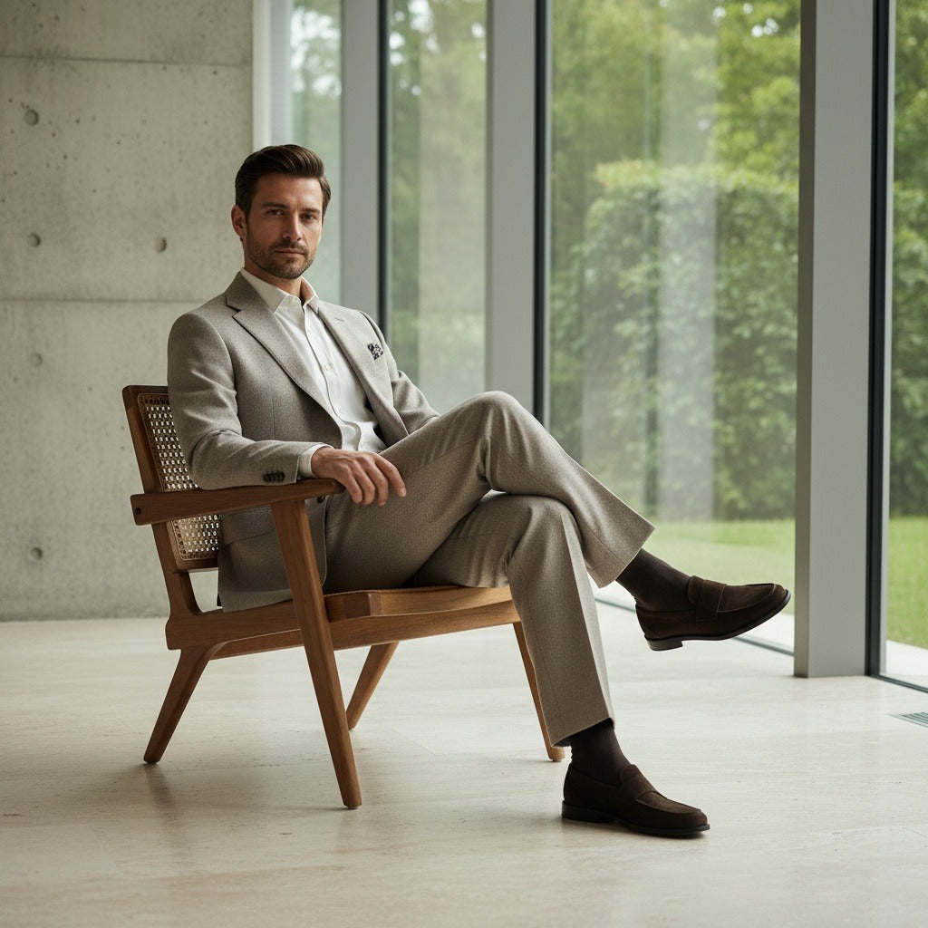 Men's Pleated Suit Trousers – Wool Blend Tapered Leg