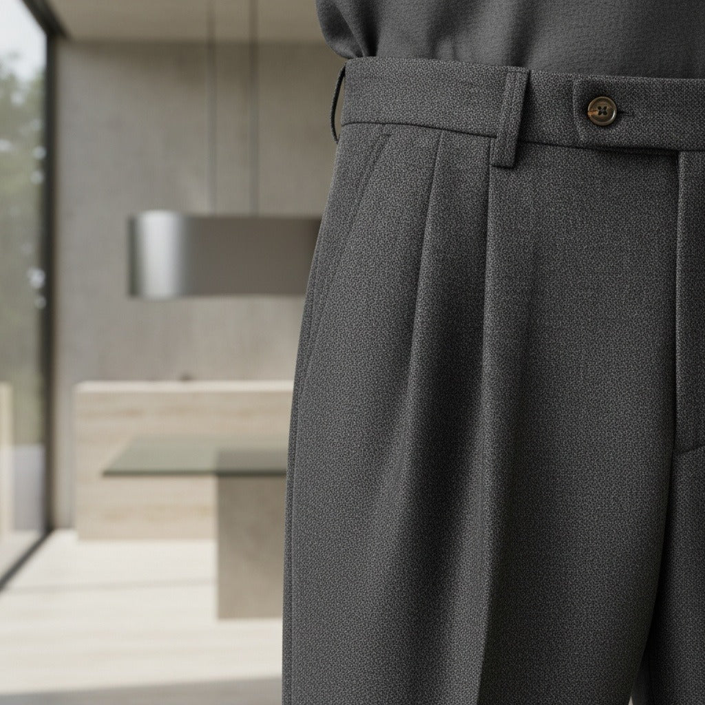 Men's Pleated Suit Trousers – Wool Blend Tapered Leg