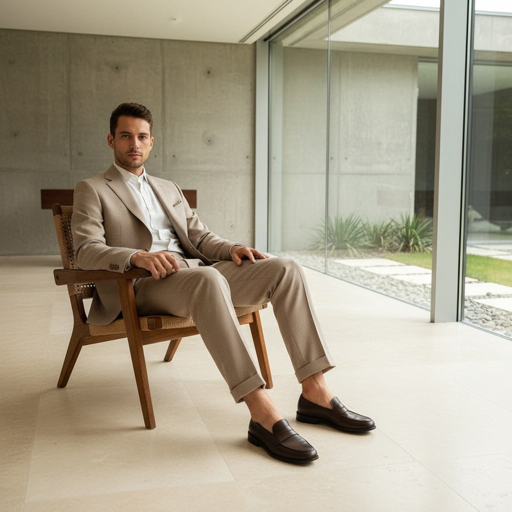 Men's Pleated Suit Trousers – Wool Blend Tapered Leg
