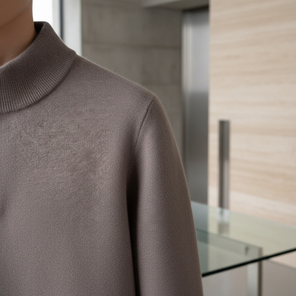 Men's Quarter Zip Jumper – Merino Blend Funnel Neck Sweater