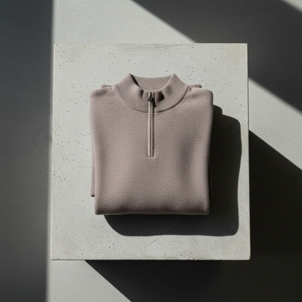 Men's Quarter Zip Jumper – Merino Blend Funnel Neck Sweater