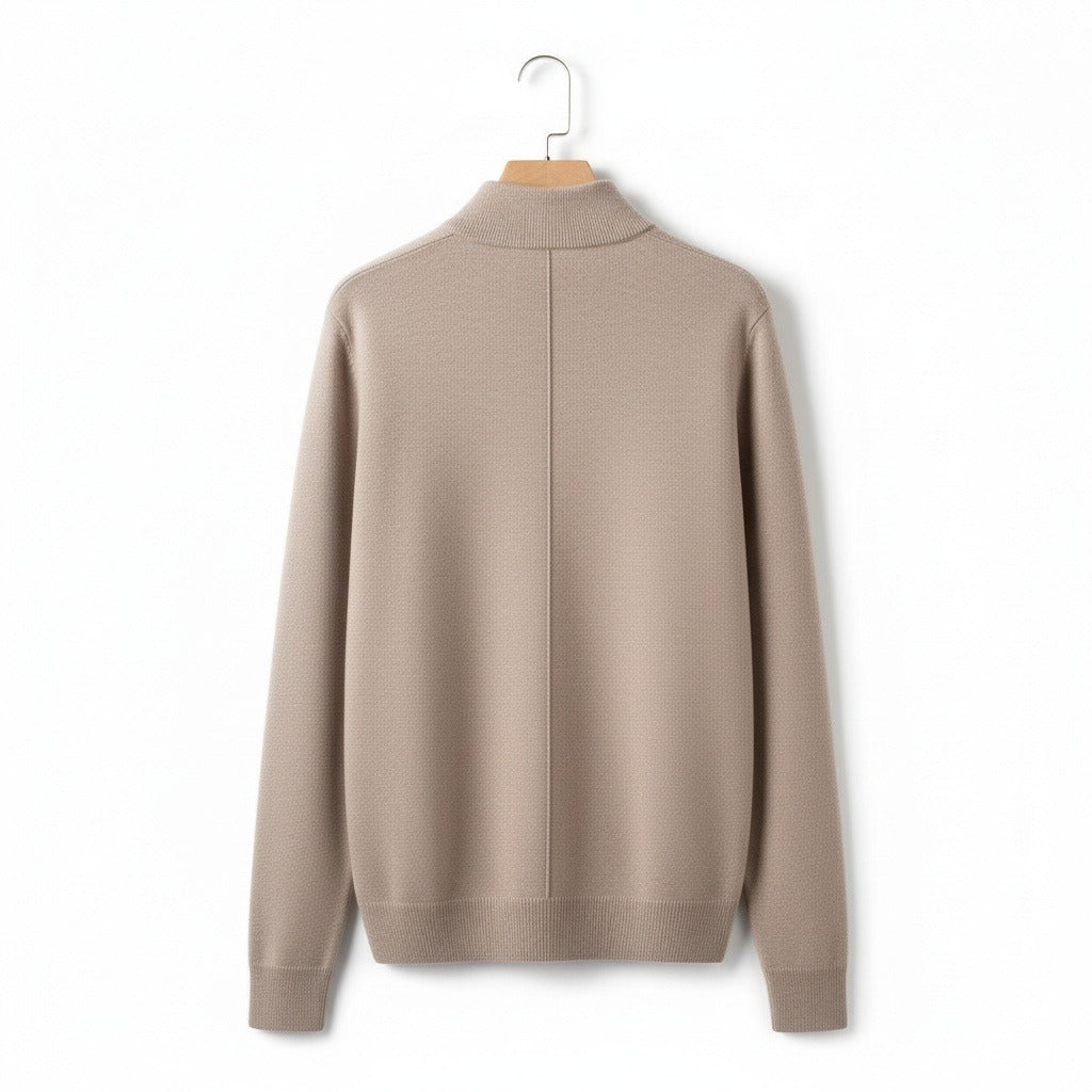 Men's Quarter Zip Jumper – Merino Blend Funnel Neck Sweater