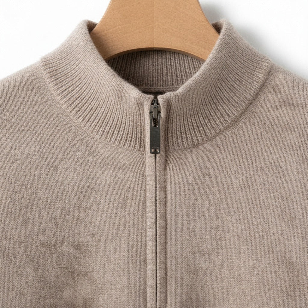 Men's Quarter Zip Jumper – Merino Blend Funnel Neck Sweater