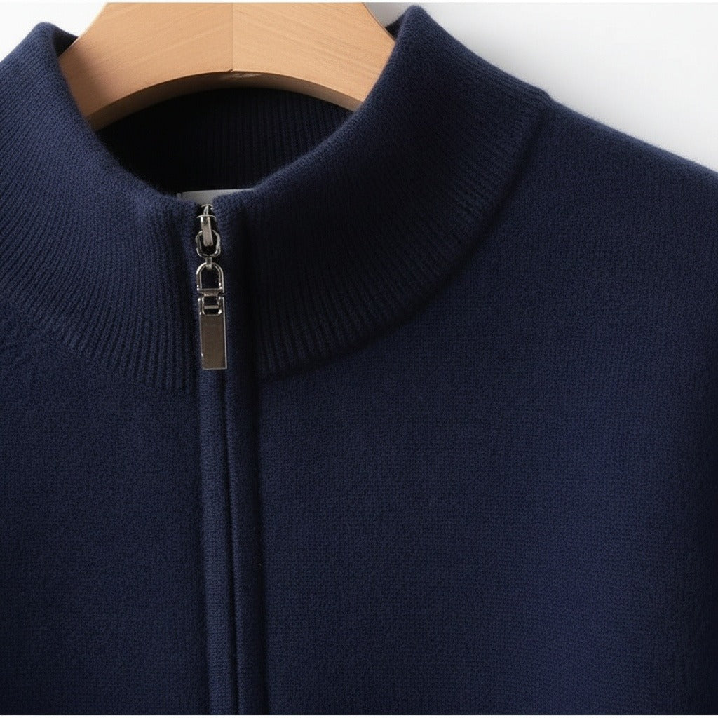 Men's Quarter Zip Jumper – Merino Blend Funnel Neck Sweater