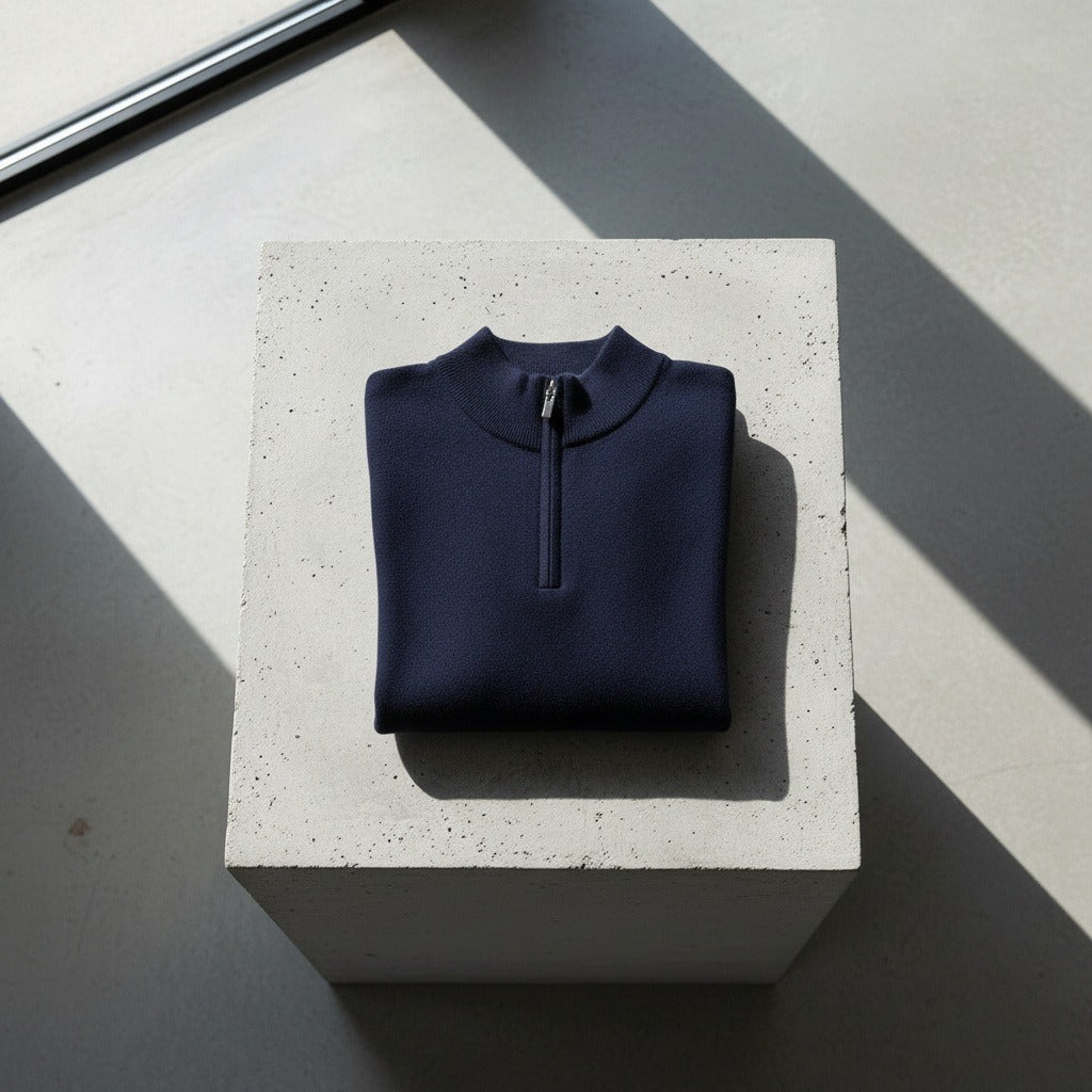 Men's Quarter Zip Jumper – Merino Blend Funnel Neck Sweater