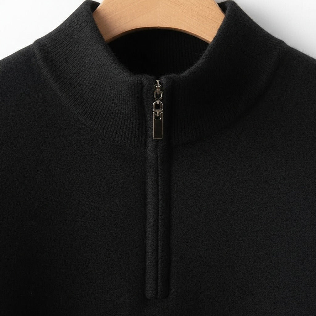 Men's Quarter Zip Jumper – Merino Blend Funnel Neck Sweater