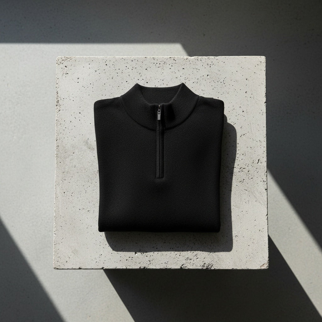 Men's Quarter Zip Jumper – Merino Blend Funnel Neck Sweater