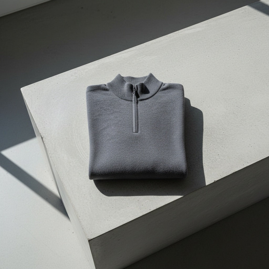 Men's Quarter Zip Jumper – Merino Blend Funnel Neck Sweater