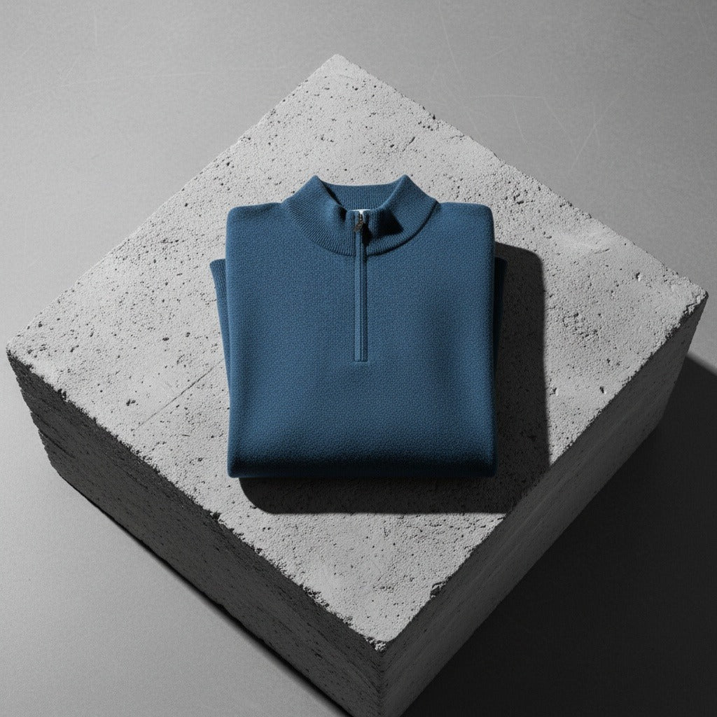 Men's Quarter Zip Jumper – Merino Blend Funnel Neck Sweater