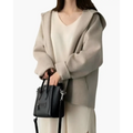 Minimalist Wool Hooded Lady Coat