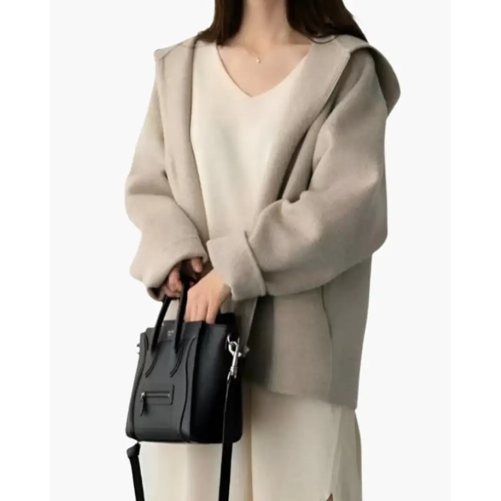 Minimalist Wool Hooded Lady Coat