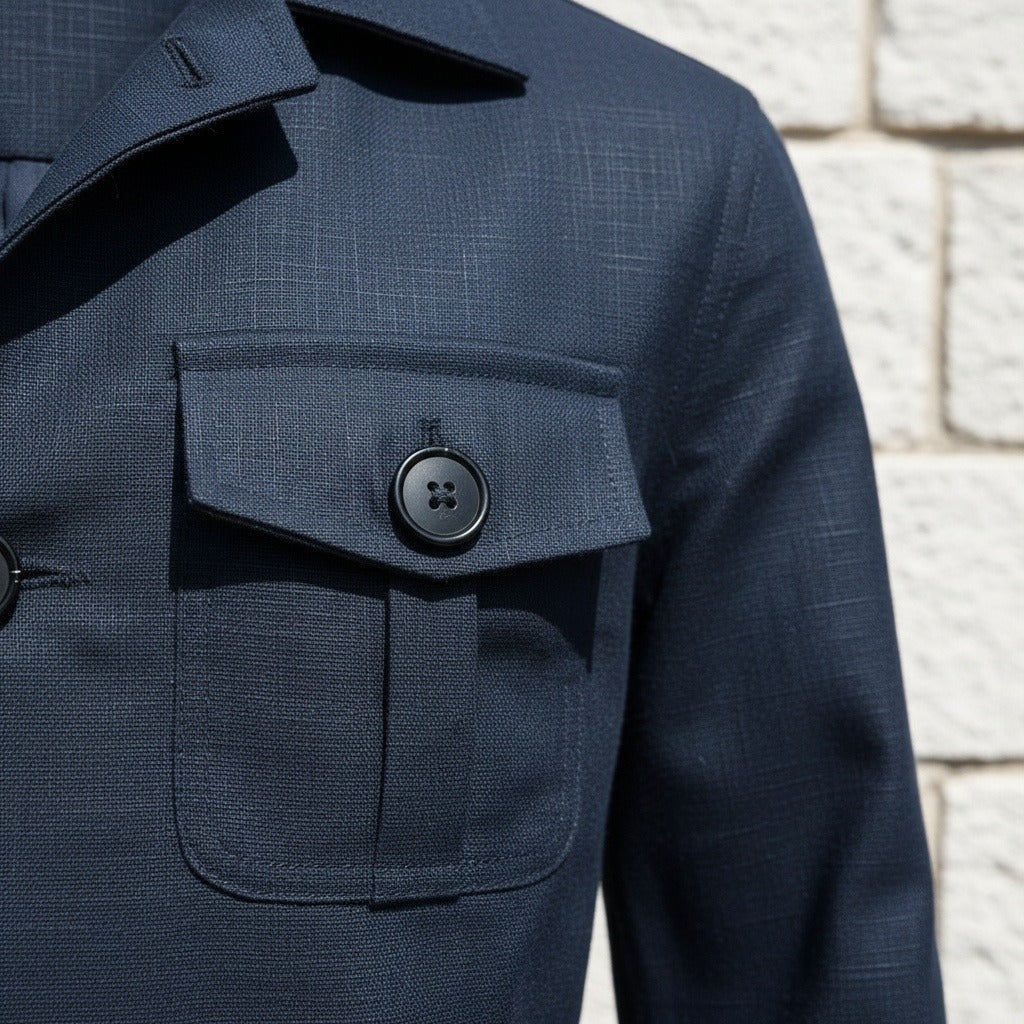 Men's Safari Jacket in navy blue, view 4