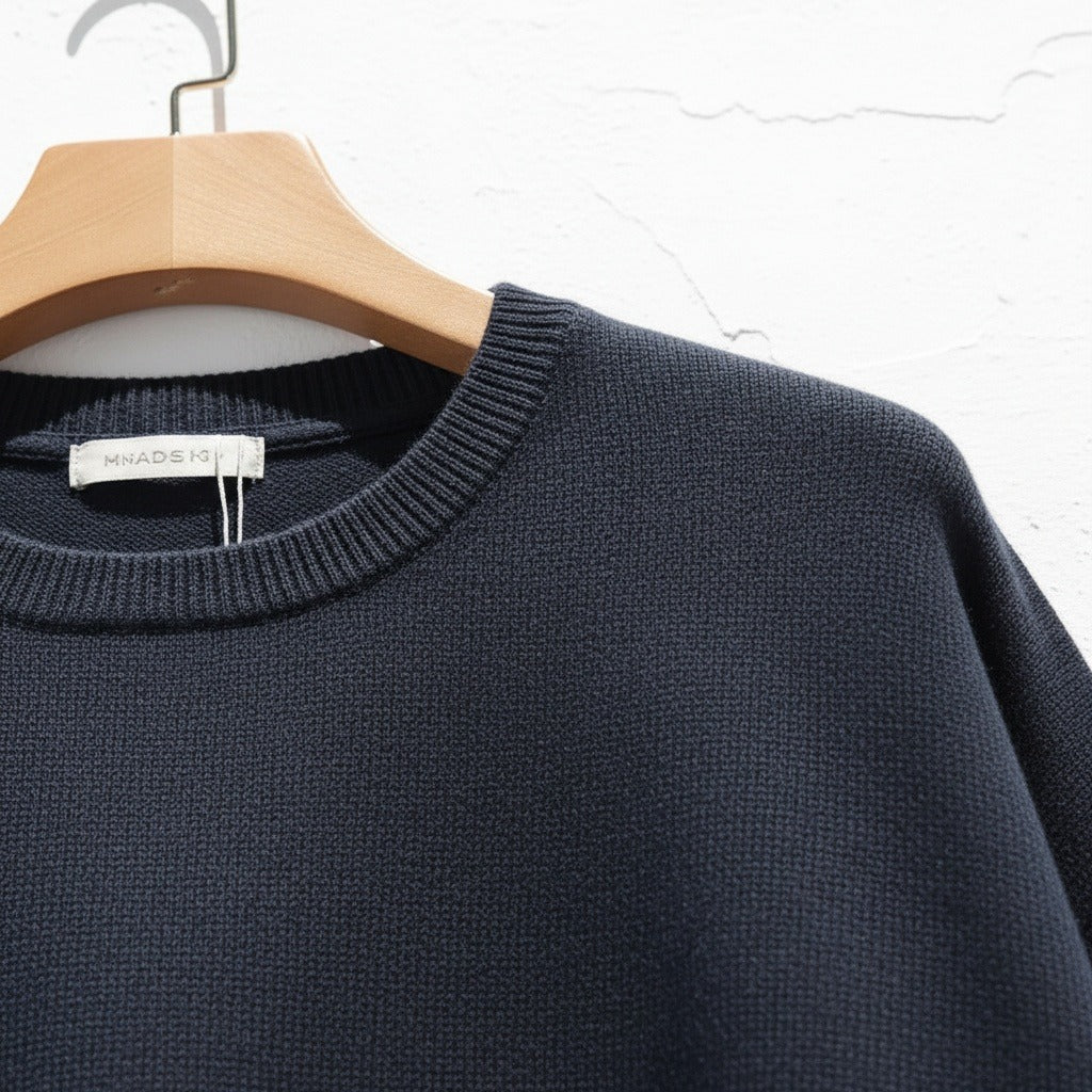 Men's Crew Neck Jumper in navy, view 4