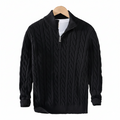 Men's Quarter Zip Jumper in black – Cable Knit Funnel Neck Jumper